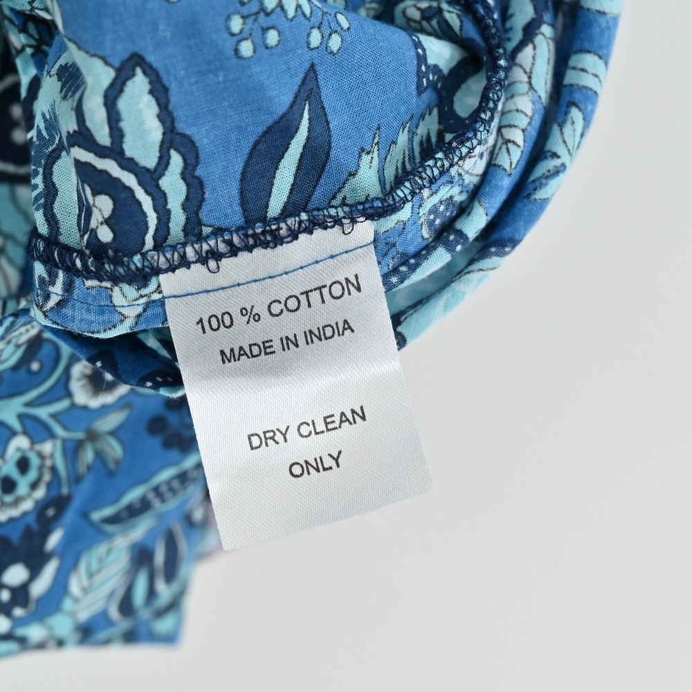 Millie Resort Travel Floral Dress Size L Blue Paisley Bohemian Cotton India Boho - Picture 8 of 13